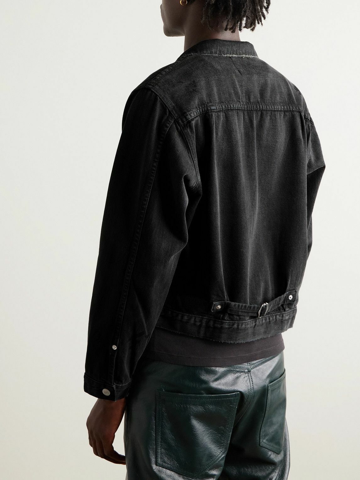 Enfants Riches Déprimés - Appliquéd Distressed Panelled Denim Jacket - Gray