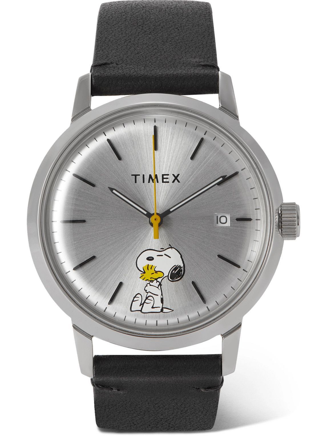 Timex - Peanuts Marlin 40mm Stainless Steel and Leather Watch Timex