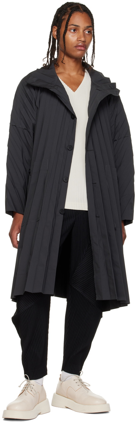 Homme Plissé Issey Miyake Black Edge Coat Homme Plisse Issey Miyake