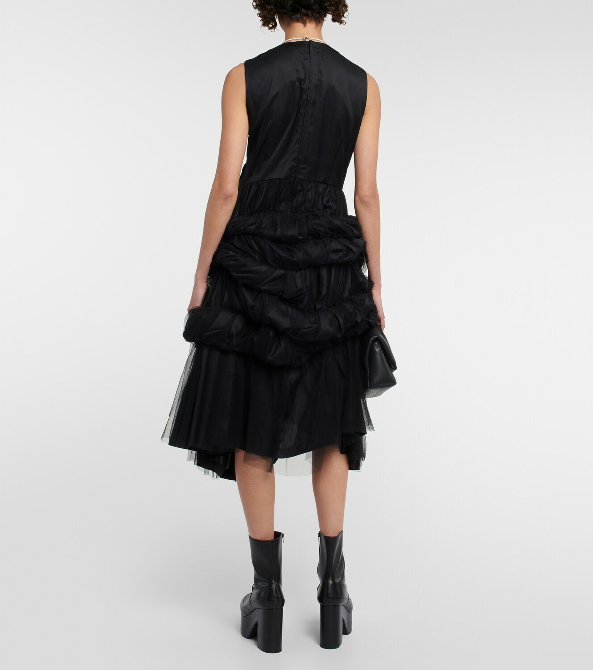 【Noir Kei Ninomiya】 Ruchedチュールミディスカート Noir Kei Ninomiya - Ruched tulle midi dress Noir Kei Ninomiya