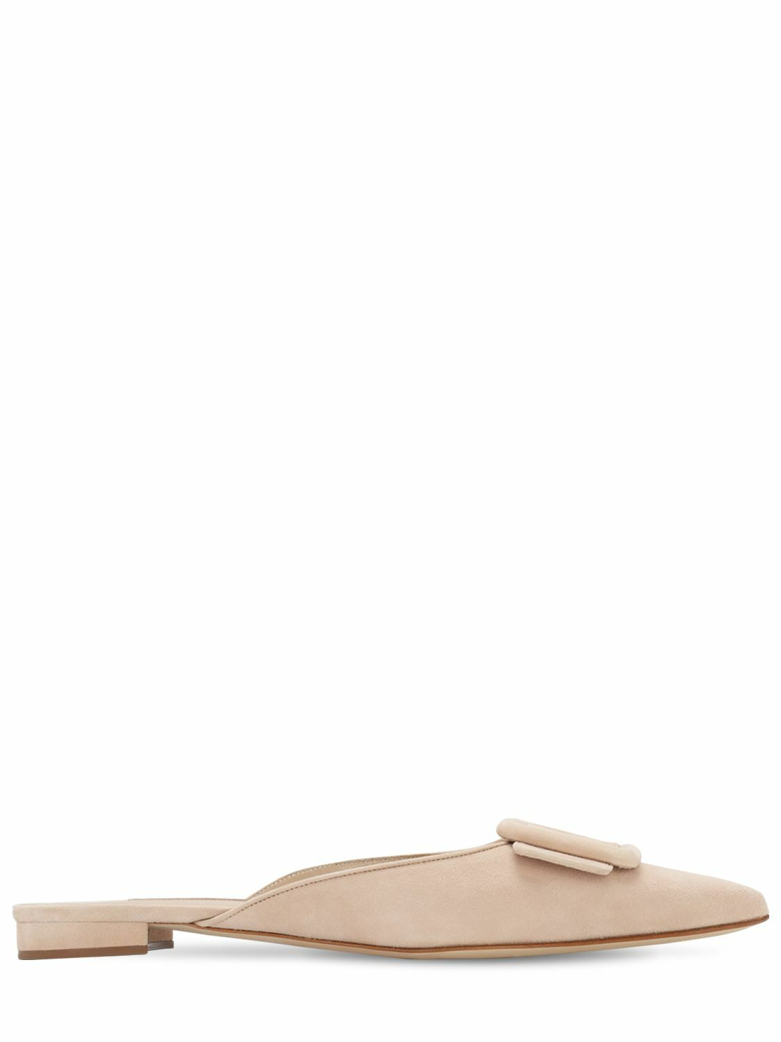 MANOLO BLAHNIK 10mm Maysale Suede Mule Sandals Manolo Blahnik