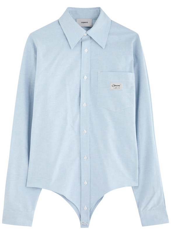 Photo: Coperni Oxford Cotton Shirt Bodysuit Blue