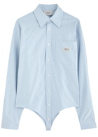 Coperni Oxford Cotton Shirt Bodysuit Blue