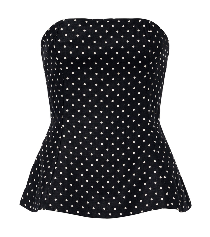 Photo: Faithfull Petro polka-dot peplum linen top