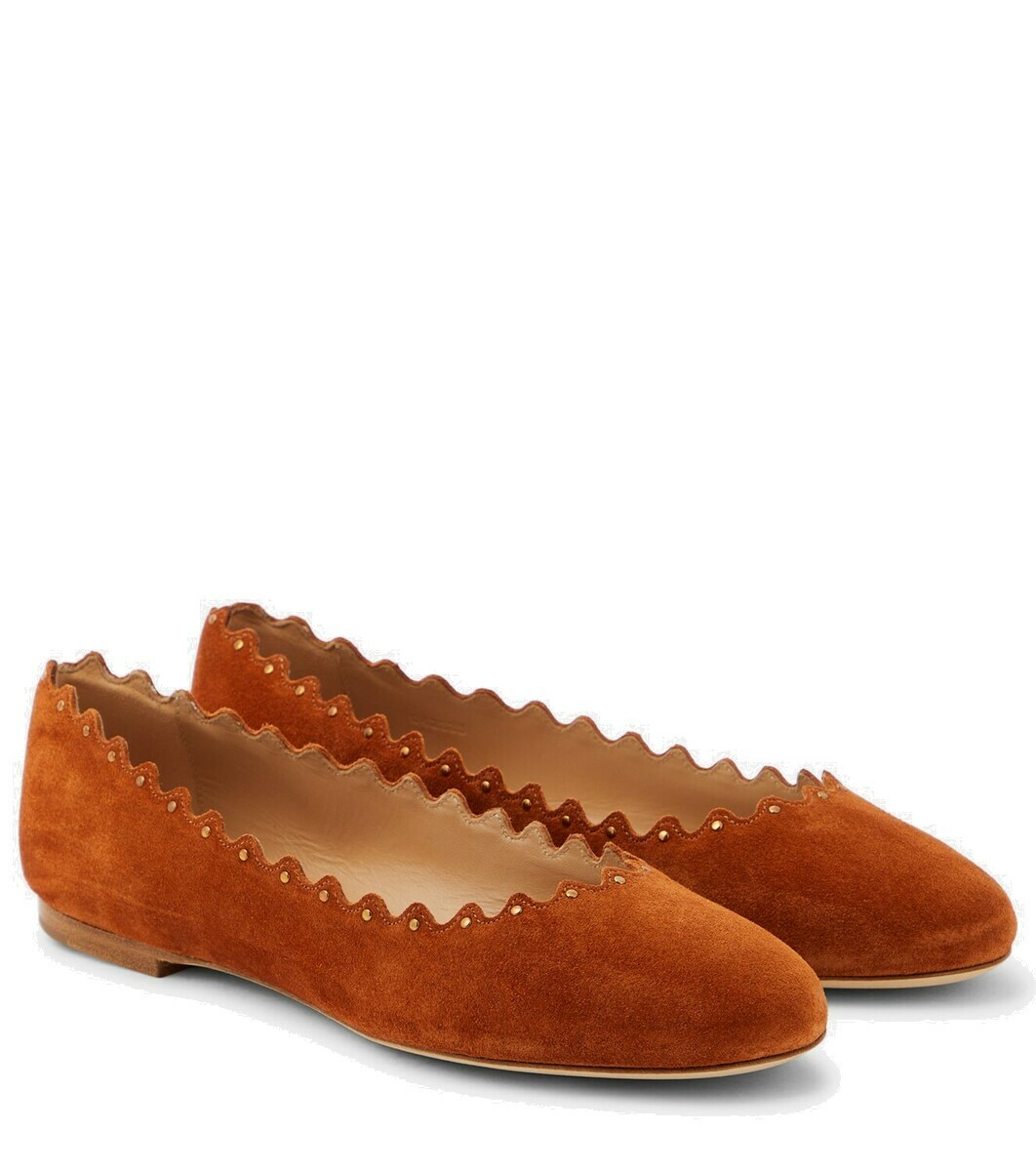Chloe £450 Navy Suede Lauren Flat Pumps 38.5