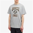 Gucci Men's Interlocking GG College Logo T-Shirt in Grey Melange