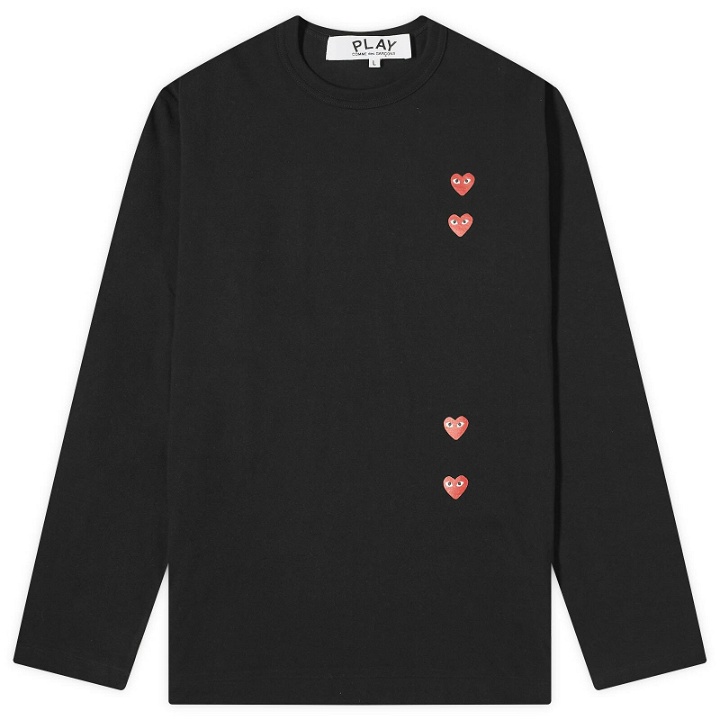 Photo: Comme des Garçons Play Men's Long Sleeve 4 Heart T-Shirt in Black