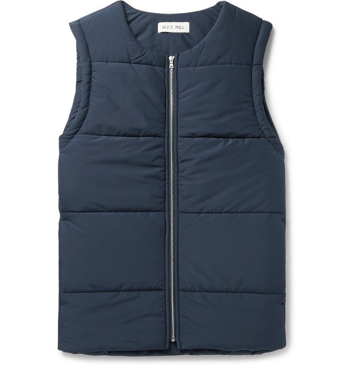 Photo: Alex Mill - Quilted Waterproof Shell Gilet - Navy