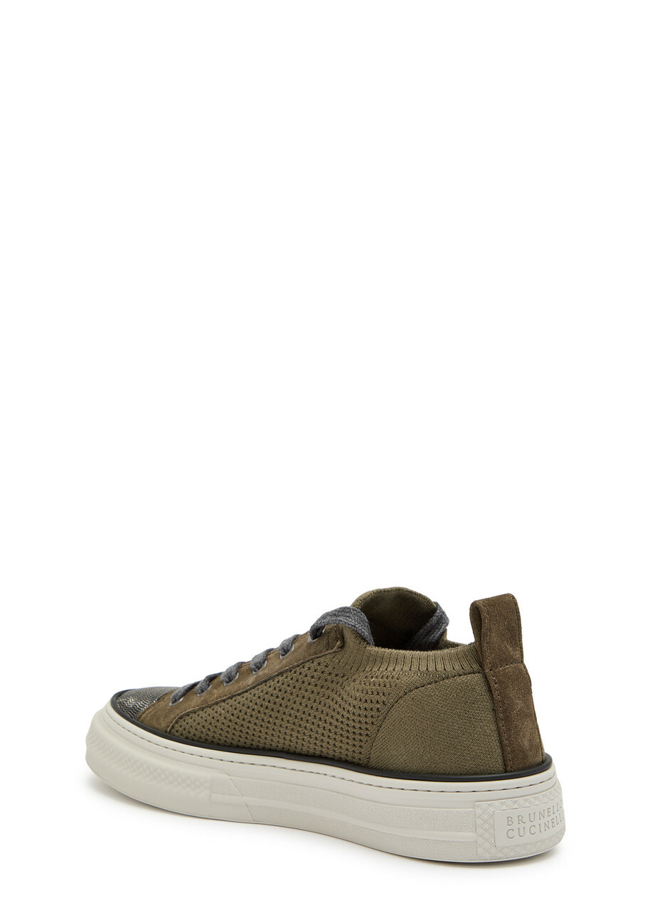 Brunello Cucinelli Stud Knit Sneakers Chocolate