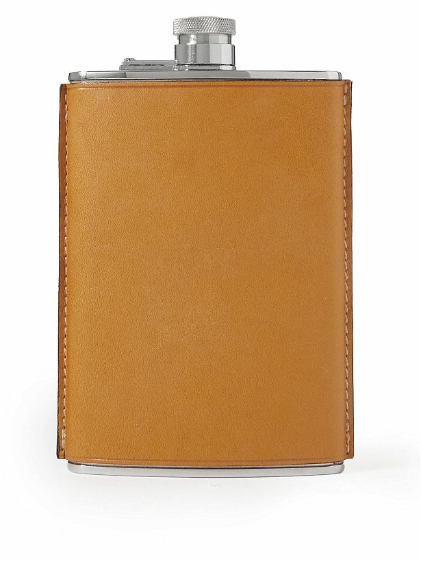 Photo: Purdey - 8oz Logo-Debossed Leather and Stainless Steel Flask