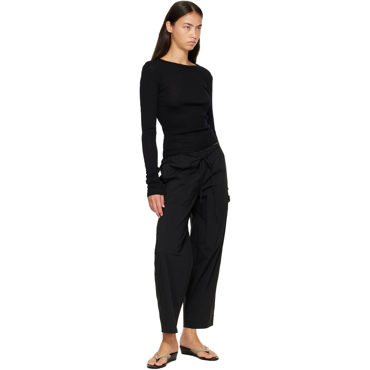 St. Agni Black Wool Long Sleeve Baby T-shirt
