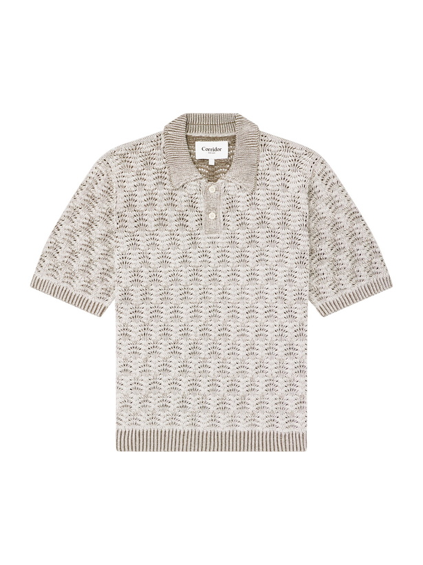 Photo: Corridor - Open-Knit Pima Cotton Polo Shirt - Gray