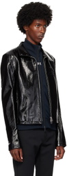 Courrèges Black Zipped Vinyl Biker Jacket