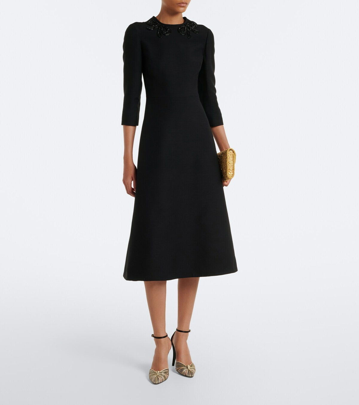 Valentino Crepe Couture embellished midi dress
