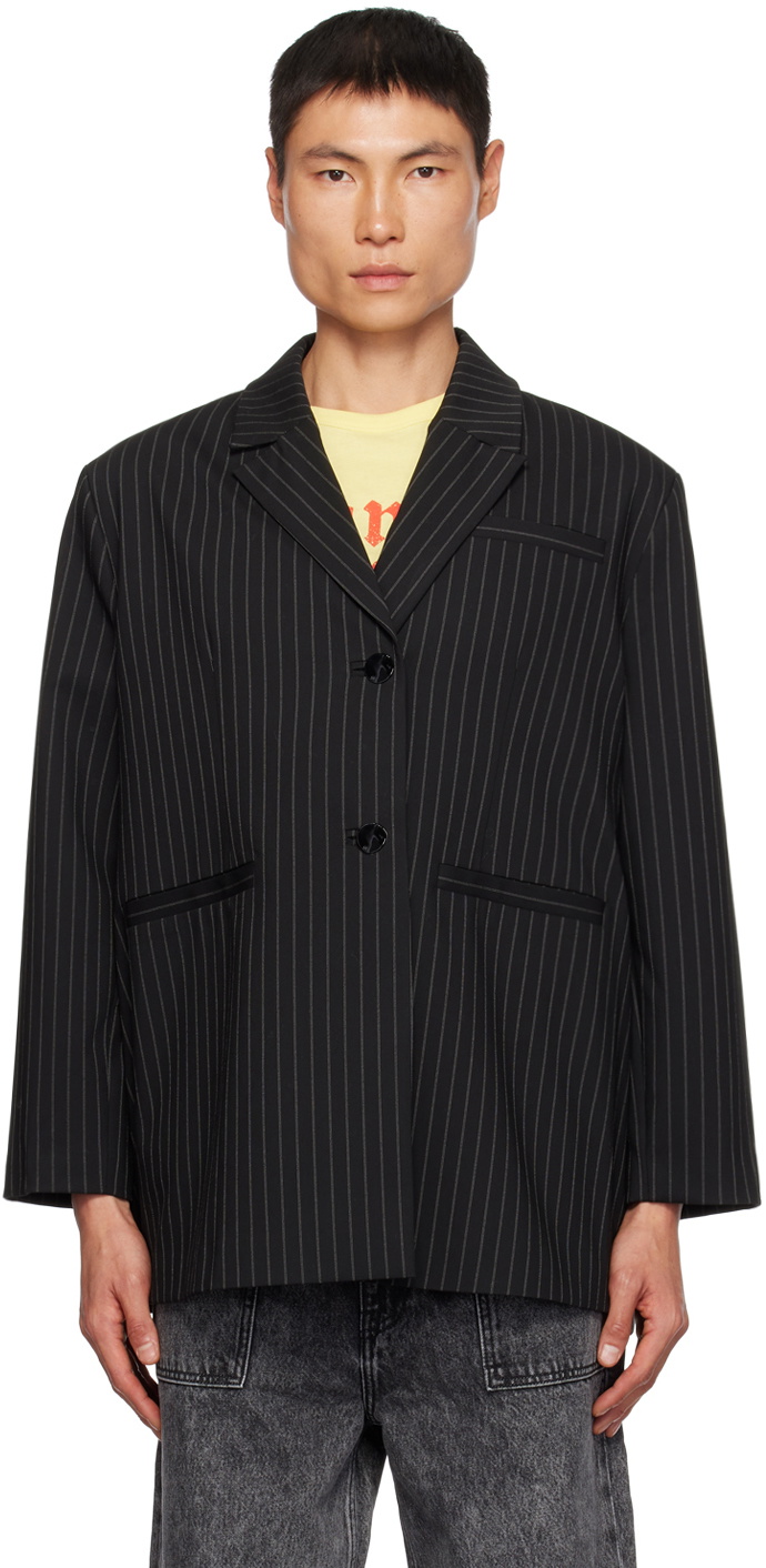 GANNI Black Pinstripe Blazer GANNI
