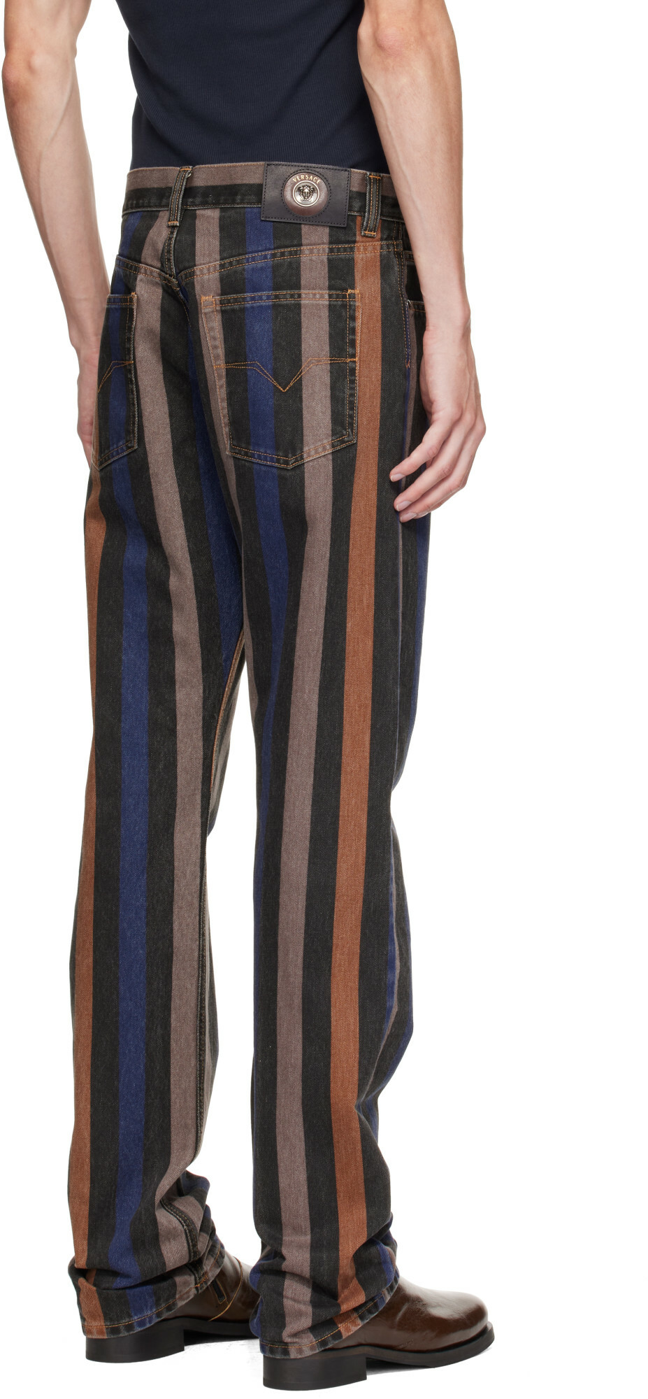 Versace Multicolor Striped Straight Jeans