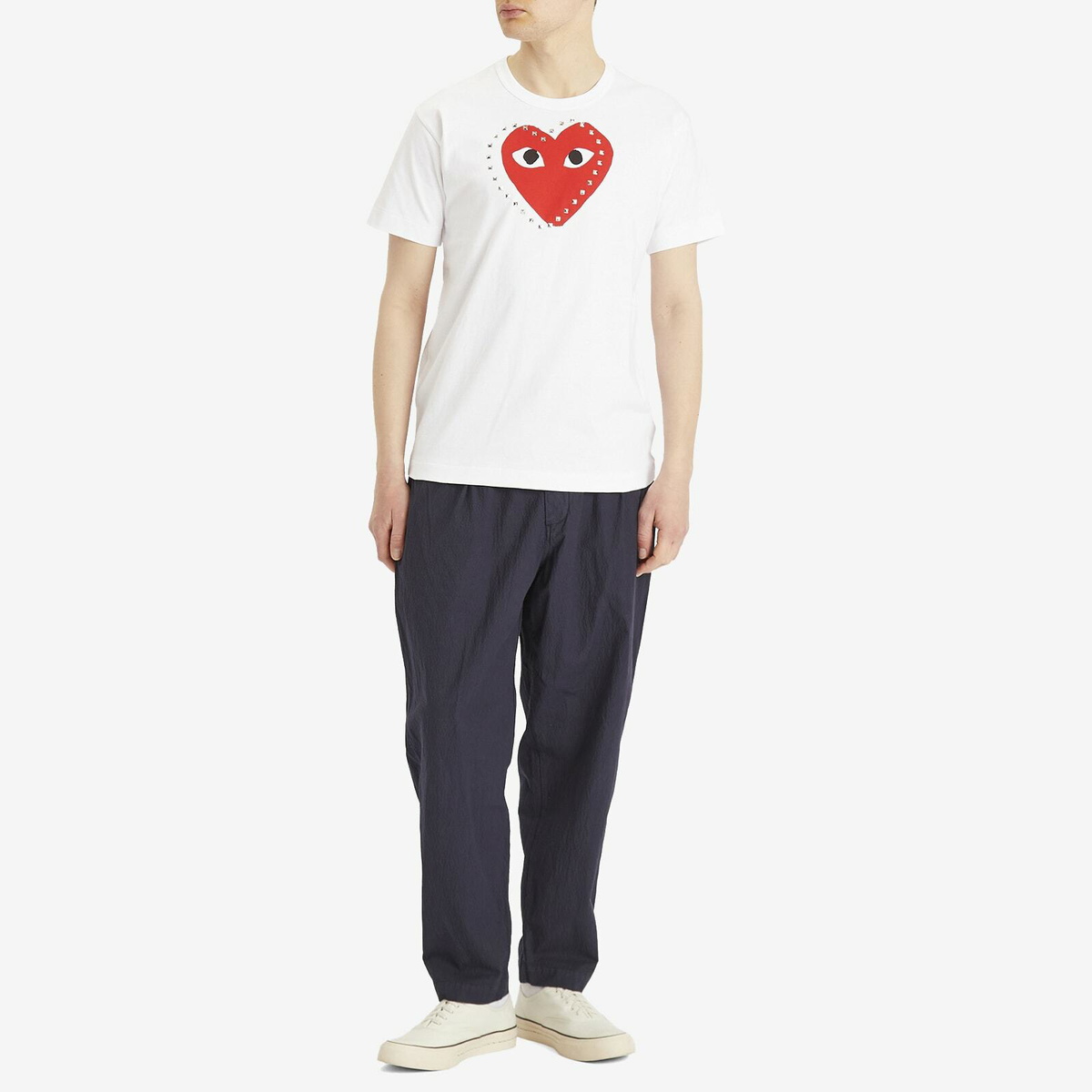 【Comme des Garcons PLAY】Studded Large Heart T-Shirt Comme des Garçons Play Men's Studded Large Heart T-Shirt in