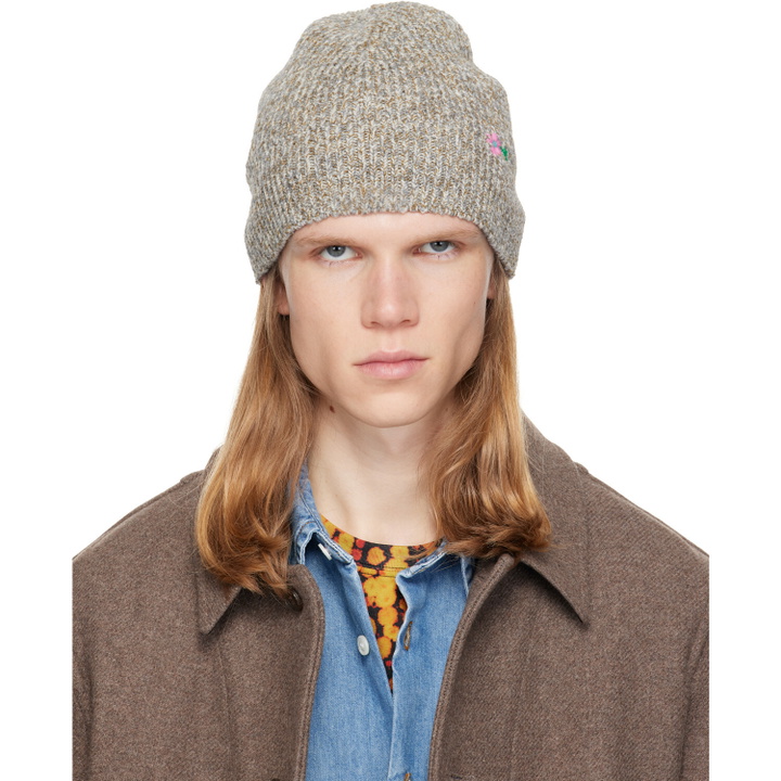 Photo: Dries Van Noten Gray Floral Beanie