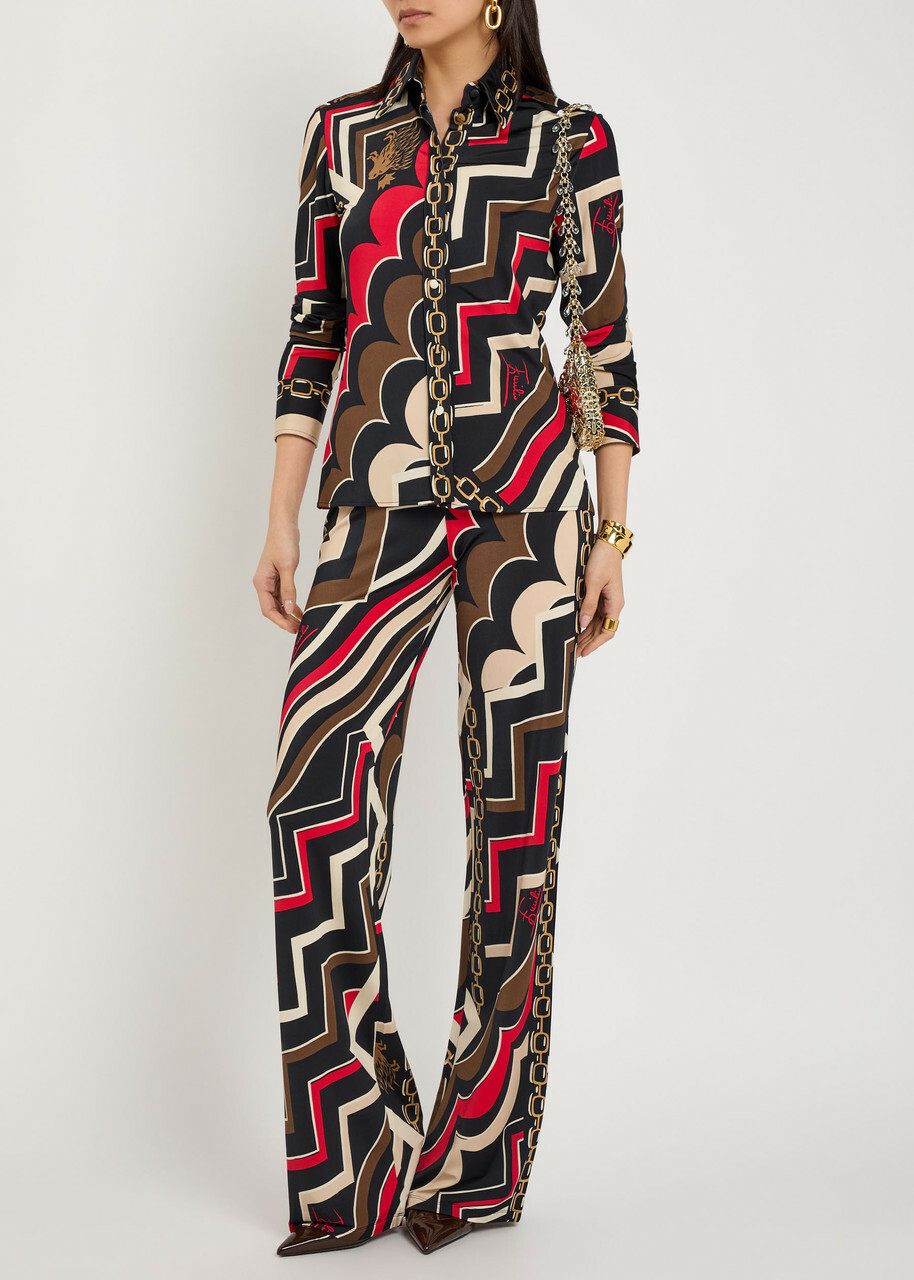 Pucci Istrice Printed Satin Trousers Red