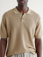 Sunspel - Honeycomb-Knit Linen and Silk-Blend Polo Shirt - Neutrals