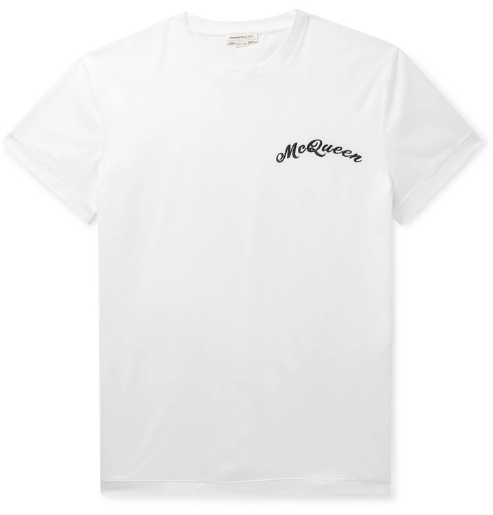 Photo: Alexander McQueen - Logo-Embroidered Cotton-Jersey T-Shirt - White