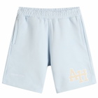 ANNIE HOOD Men's College Sweat Shorts in Baby Blue/White