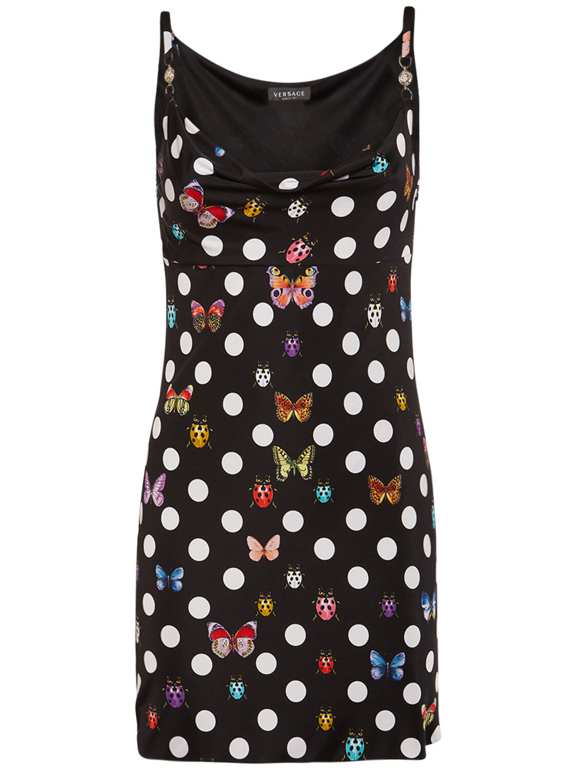 VERSACE - Dua Lipa Printed Shiny Jersey Mini Dress Versace