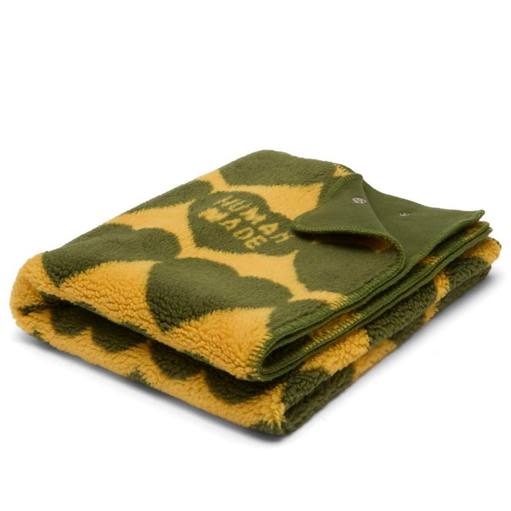 Photo: Human Made Men's Heart Fleece Blanket in Olive Drab 