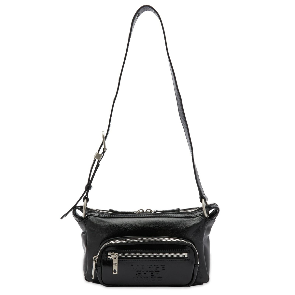 MARGE SHERWOOD Women's Outpocket Hobo Mini Bag in Black Glossy