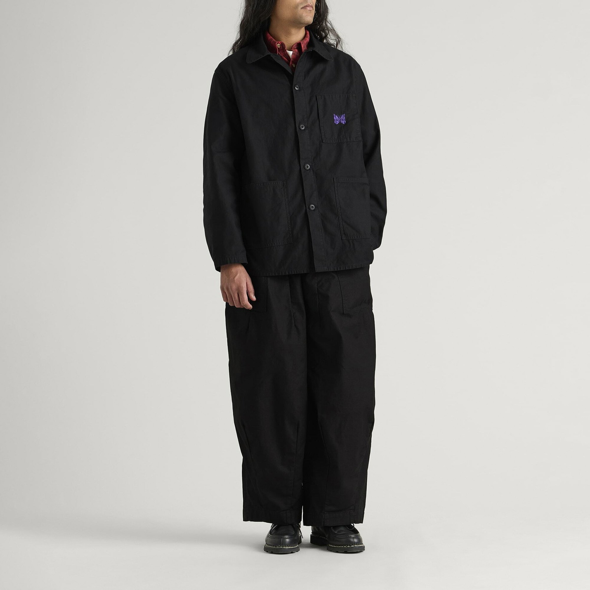 Needles Men's Reversed Sateen Coverall Jacket in Black