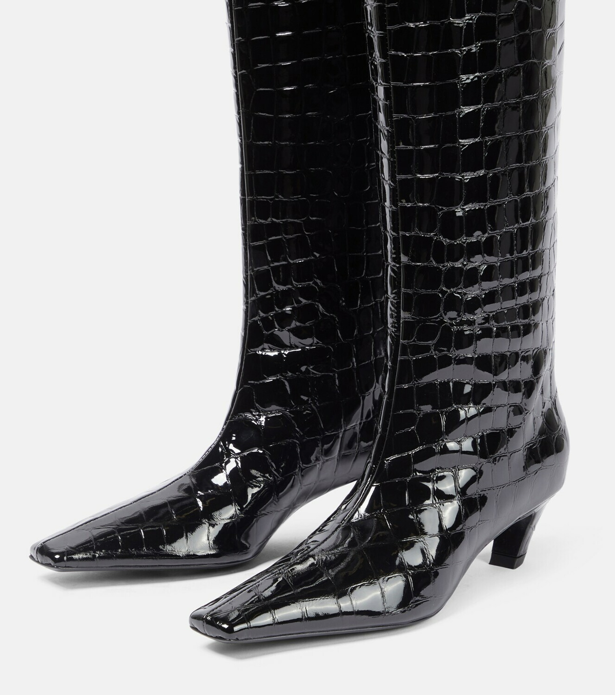 Khaite - Davis croc-effect leather knee-high boots Khaite