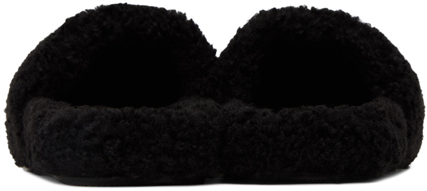 Balenciaga Black Furry Slides