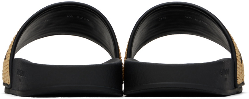 Givenchy Beige & Black Raffia Pool Slides