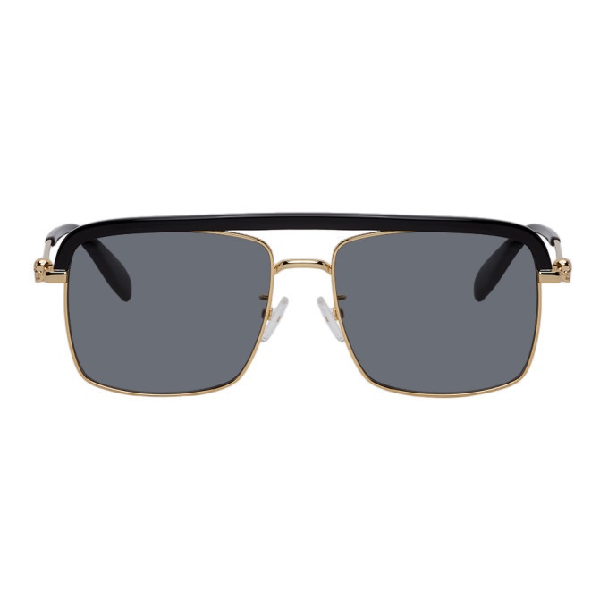 Photo: Alexander McQueen Gold Skull Square Sunglasses