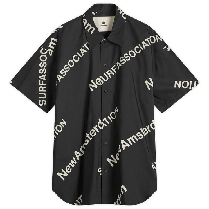 Photo: New Amsterdam Surf Association Men's Logo Printed Shirt in Black Base
