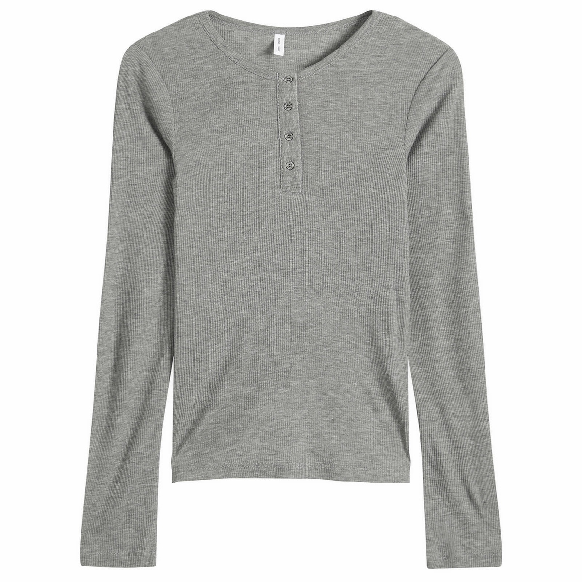 Samsøe Samsøe Women's Sadodo Long Sleeve Henley Top in Mid Grey Melange