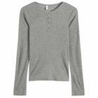 Samsøe Samsøe Women's Sadodo Long Sleeve Henley Top in Mid Grey Melange