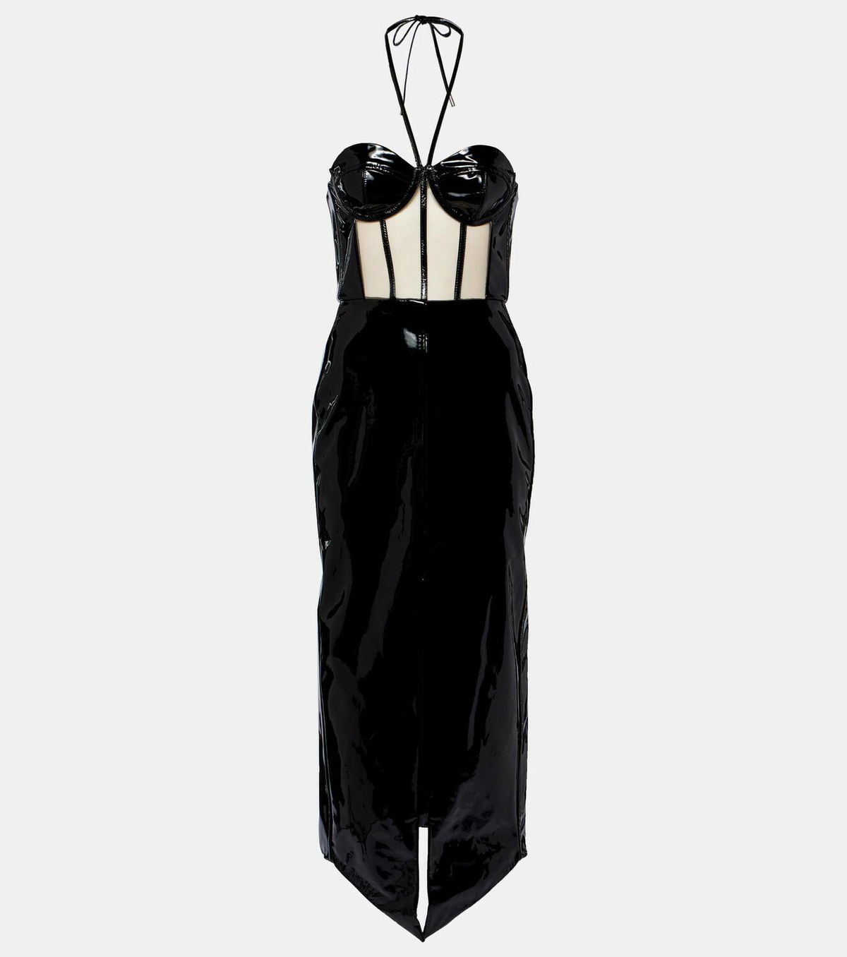 David Koma Corset patent leather midi dress