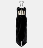 David Koma Corset patent leather midi dress