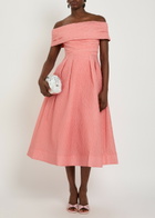 Rebecca Vallance Adalyn Off-the-shoulder Cloqué Midi Dress Peach