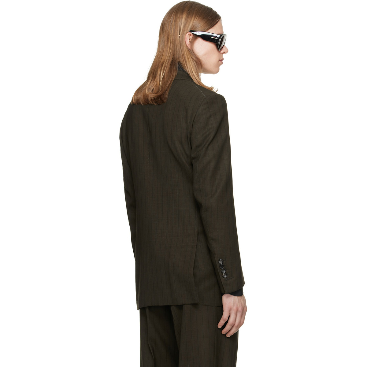 TOM FORD Brown Light Fresco Stripe Blazer