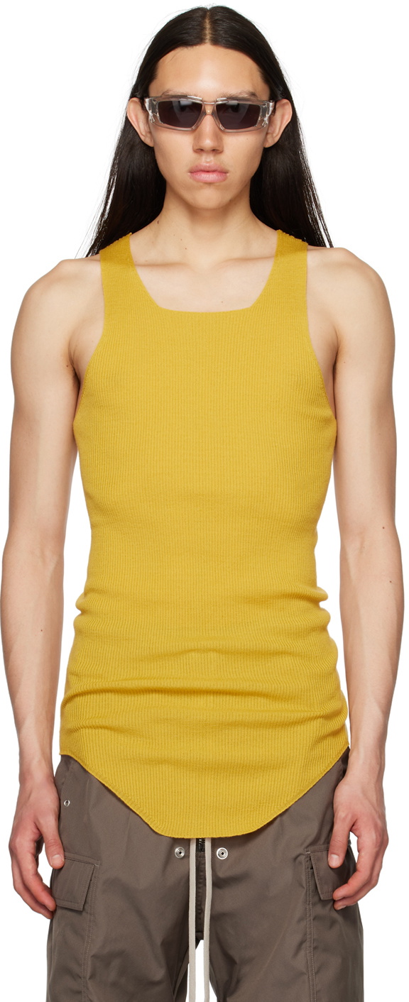Rick Owens Yellow Ribbed Tank Top Rick Owens