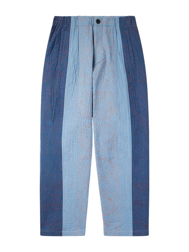 Photo: Kardo - Taka Straight-Leg Embroidered Cotton Trousers - Blue