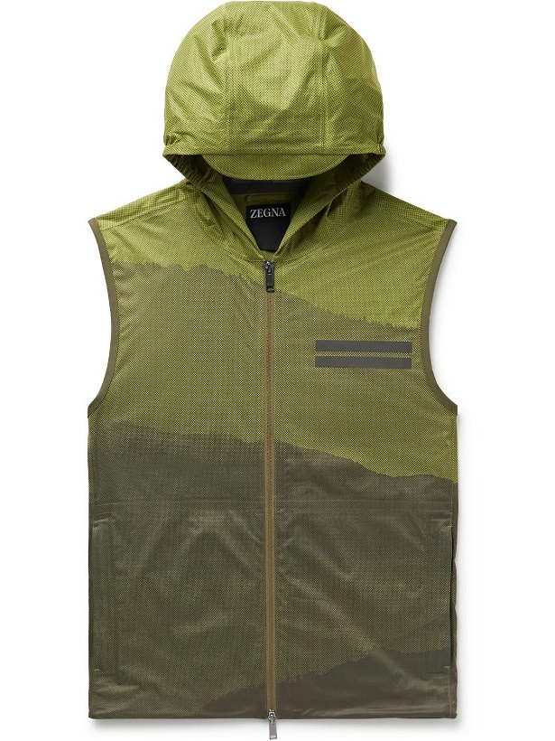 Photo: Zegna - Mesh-Panelled Printed Shell Hooded Gilet - Green