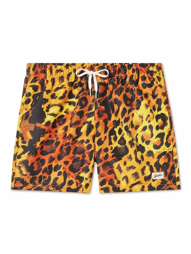 Photo: Bather - Straight-Leg Mid-Length Leopard-Print Recycled Swim Shorts - Orange