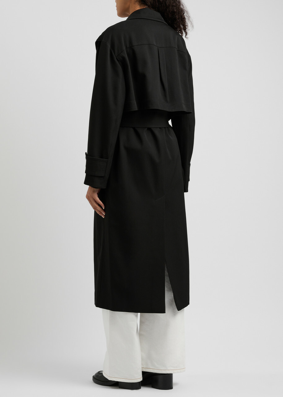 JW Anderson Belted Wool Trench Coat Black