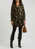 Chloe Metallic Floral-jacquard Silk-blend Mini Dress Black