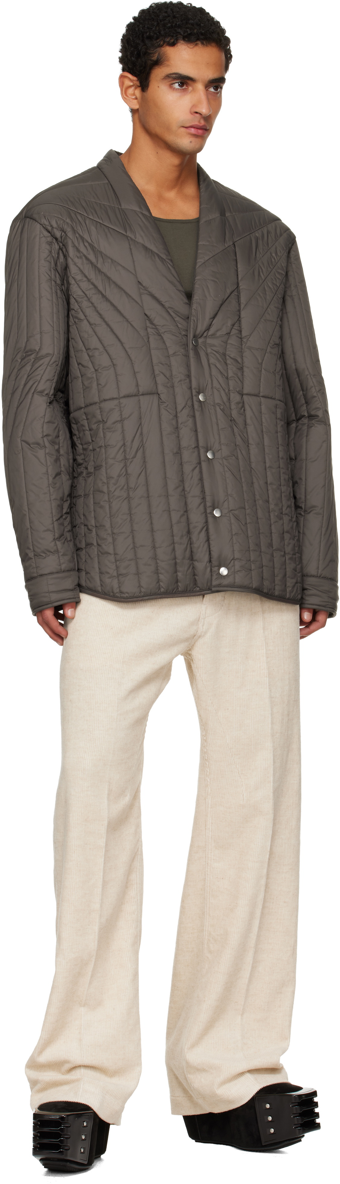 Rick Owens Gray Concordians LS Quilted Liner Down Jacket