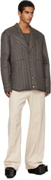 Rick Owens Gray Concordians LS Quilted Liner Down Jacket