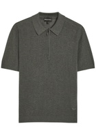 Emporio Armani Fine-knit Cotton Polo Shirt Dark Grey